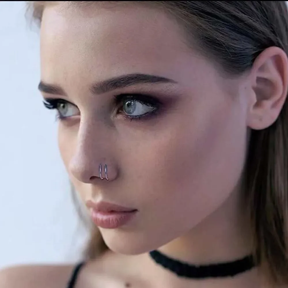 Double hoop nose ring N780